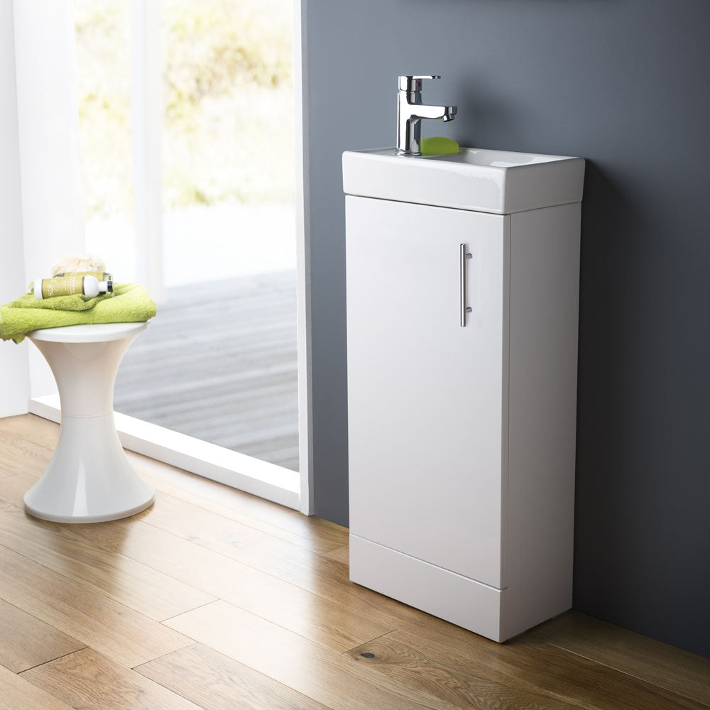 400mm F/S Minimalist Compact Unit & Basin - Gloss White (CLOAK002)