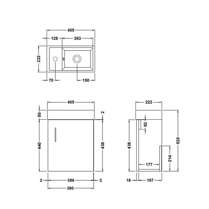 400mm Single Door WH Unit and Basin - Anthracite Woodgrain (CLOAK003)