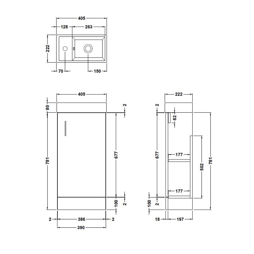 400mm Single Door FS Unit and Basin - Anthracite Woodgrain (CLOAK004)