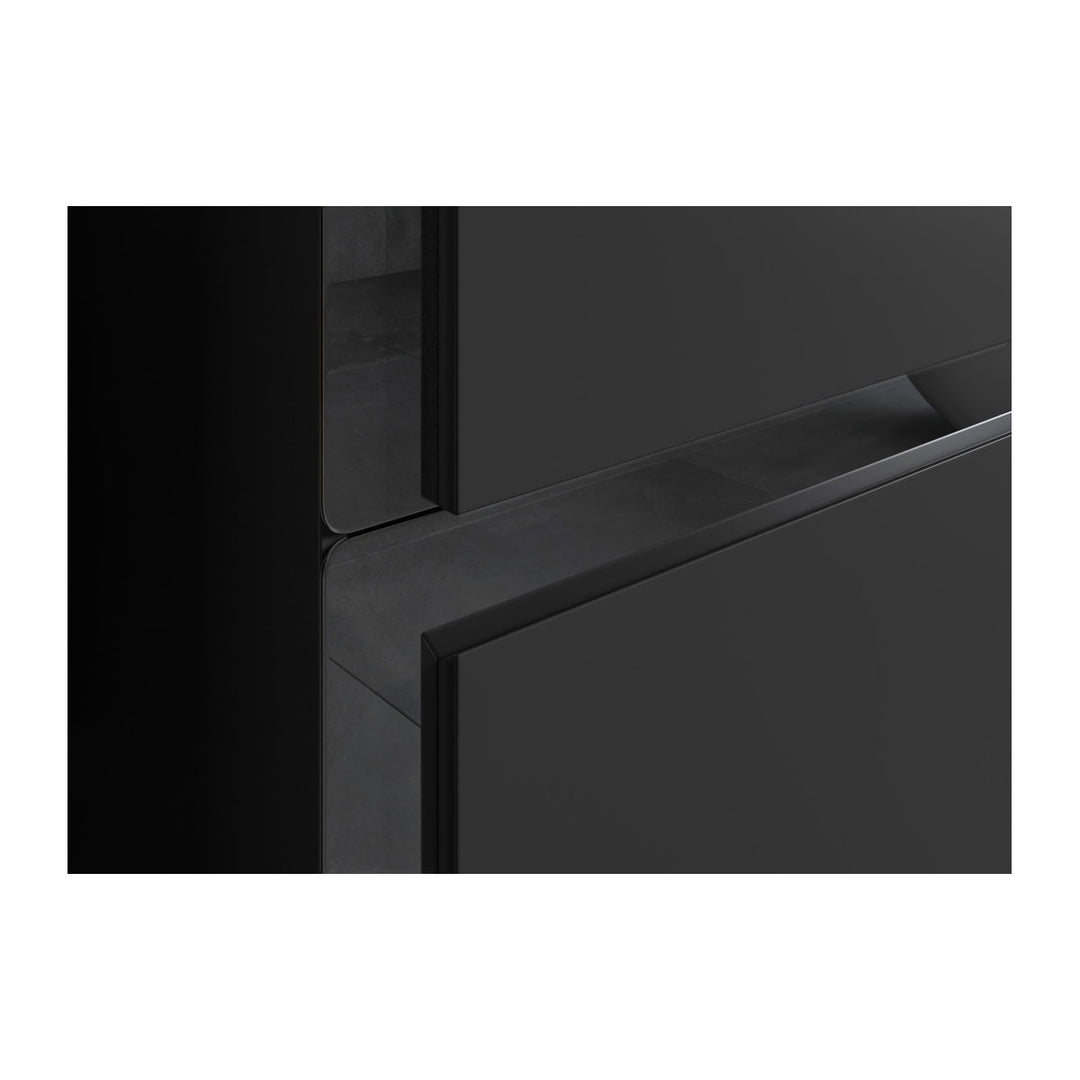 Chance 615mm Wall Hung 2 Drawer Basin Unit & 1TH White Basin - Matt Black & Glass