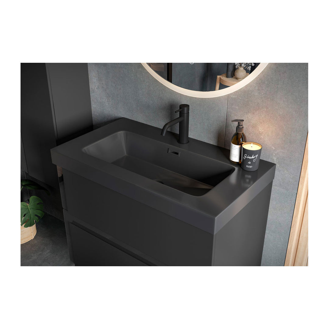 Chance 500mm WC Unit - Matt Black & Glass