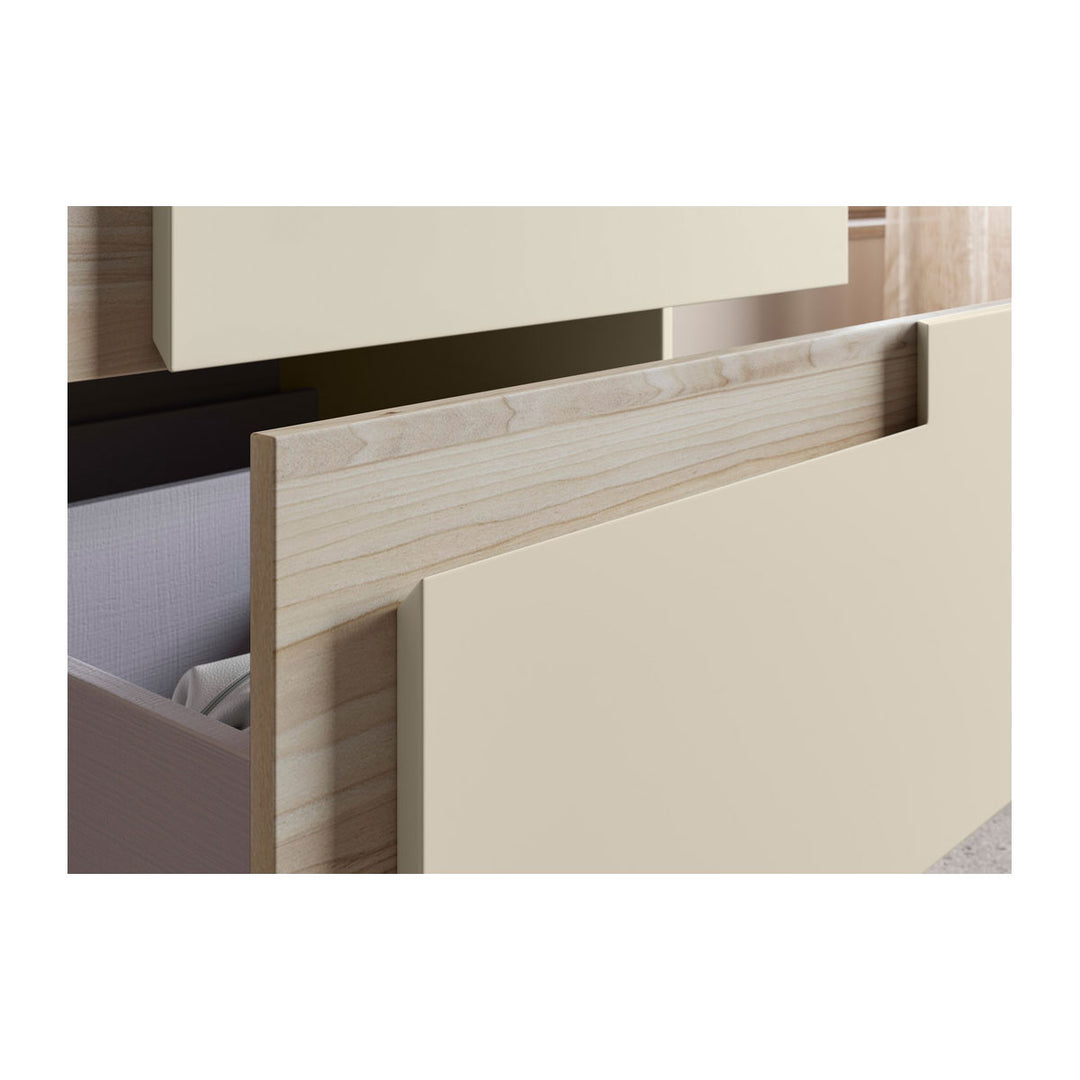Chance 350mm Wall Hung 1 Door Tall Unit - Matt Cotton & Oak Effect