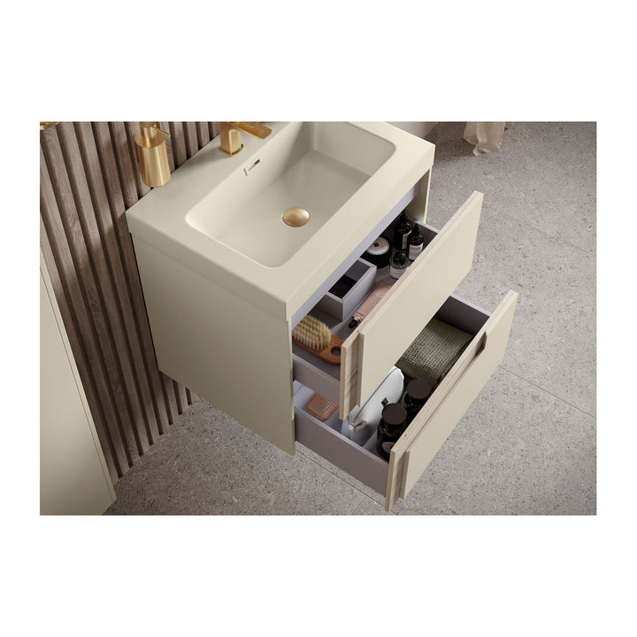 Chance 500mm WC Unit - Matt Cotton & Oak Effect