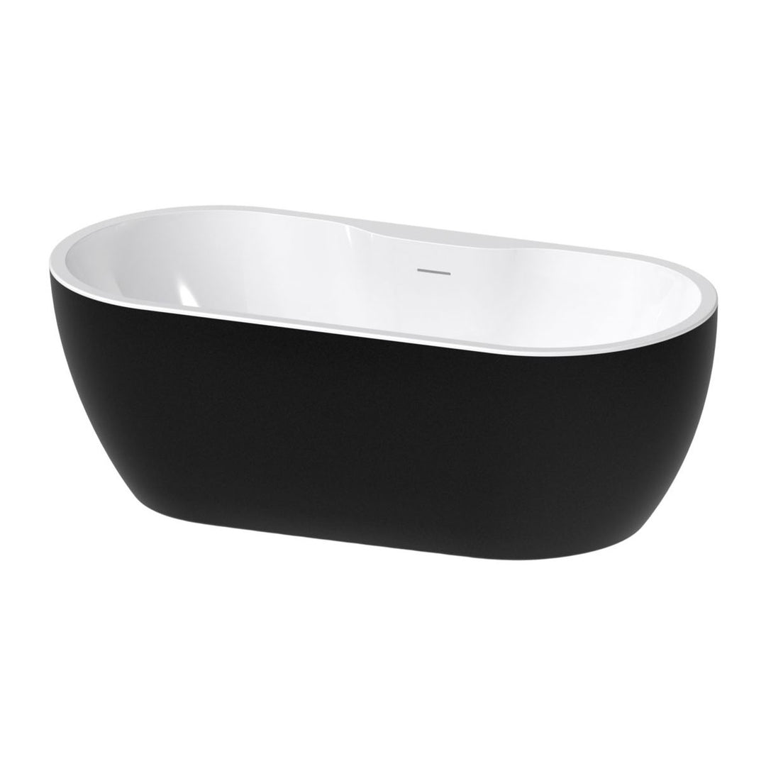 //2Go Freestanding 1650x745x580mm 0TH Bath - Gloss Black
