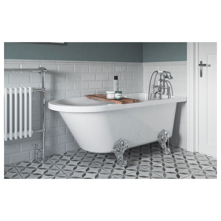 Greenville Freestanding 1500x750x650mm 2TH Corner Bath w/Feet
