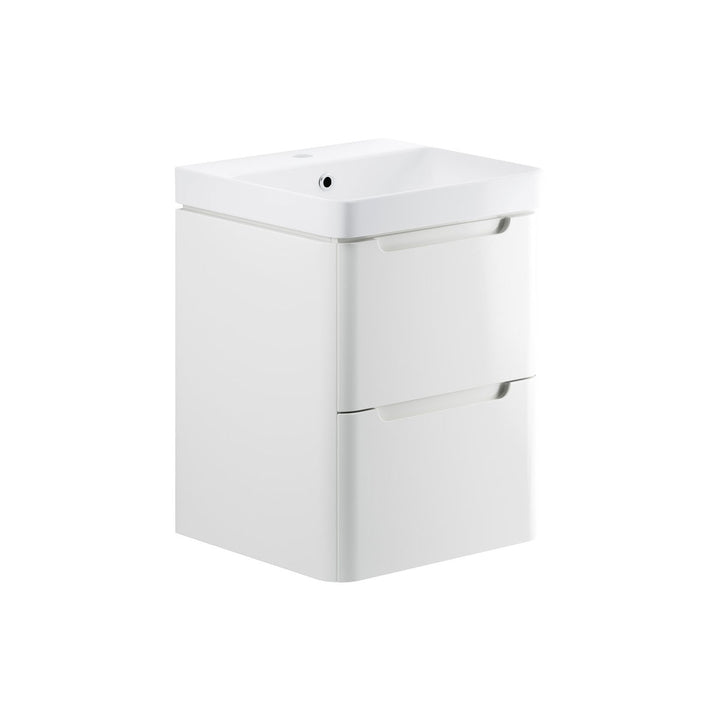 Freedom 500mm 2 Drawer Wall Hung Cloakroom Basin Unit - White Gloss