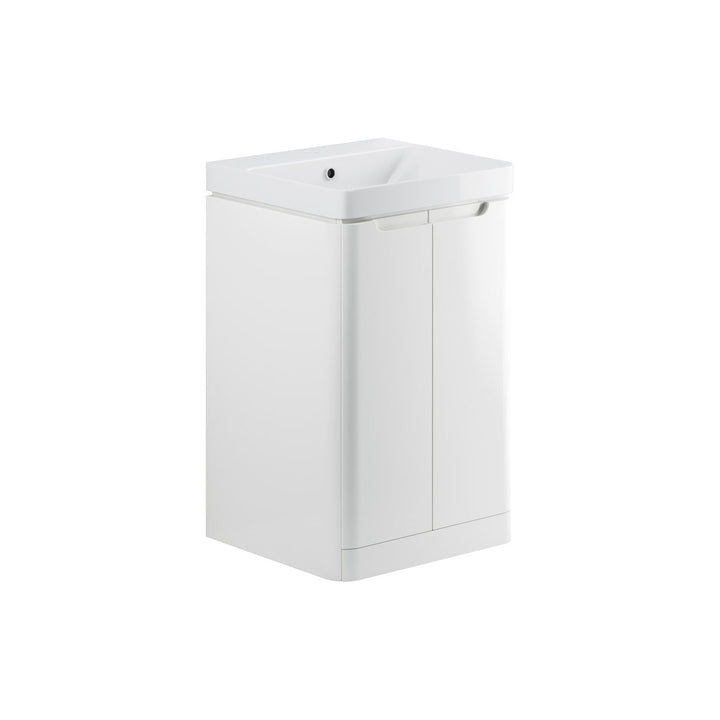 Freedom 500mm 2 Door Floor Standing Cloakroom Basin Unit - White Gloss