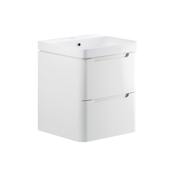 Freedom 605mm 2 Drawer Wall Hung Basin Unit - White Gloss