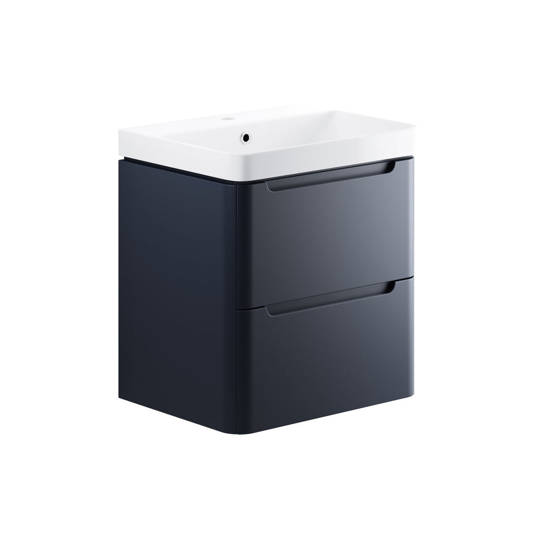 Freedom 605mm 2 Drawer Wall Hung Basin Unit - Matt Indigo