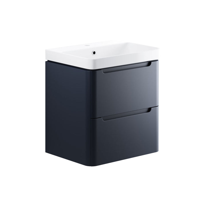 Freedom 605mm 2 Drawer Wall Hung Basin Unit - Matt Indigo