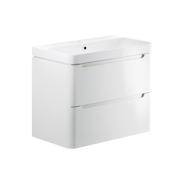 Freedom 805mm 2 Drawer Wall Hung Basin Unit - White Gloss