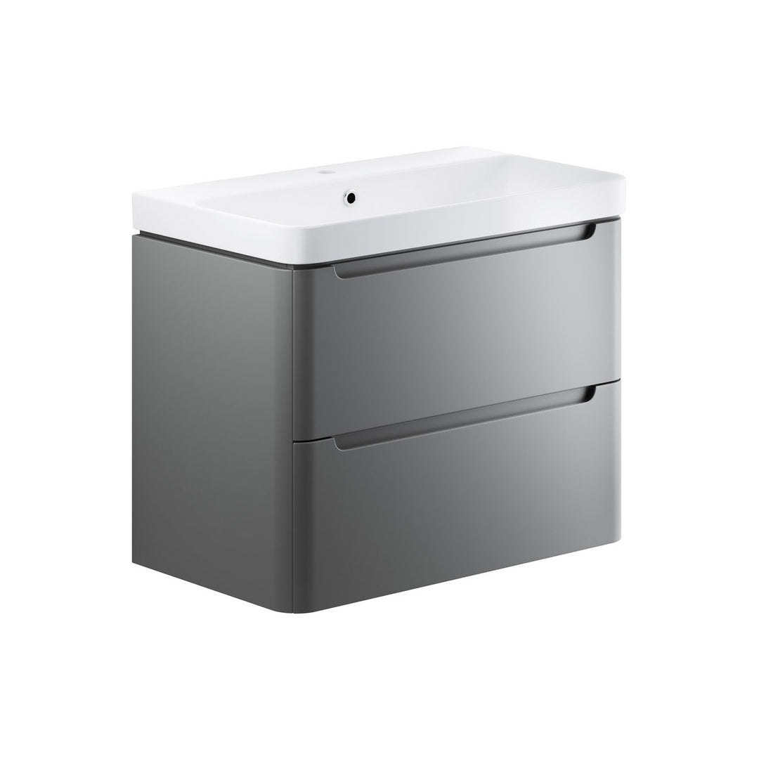 Freedom 805mm 2 Drawer Wall Hung Basin Unit - Matt Grey