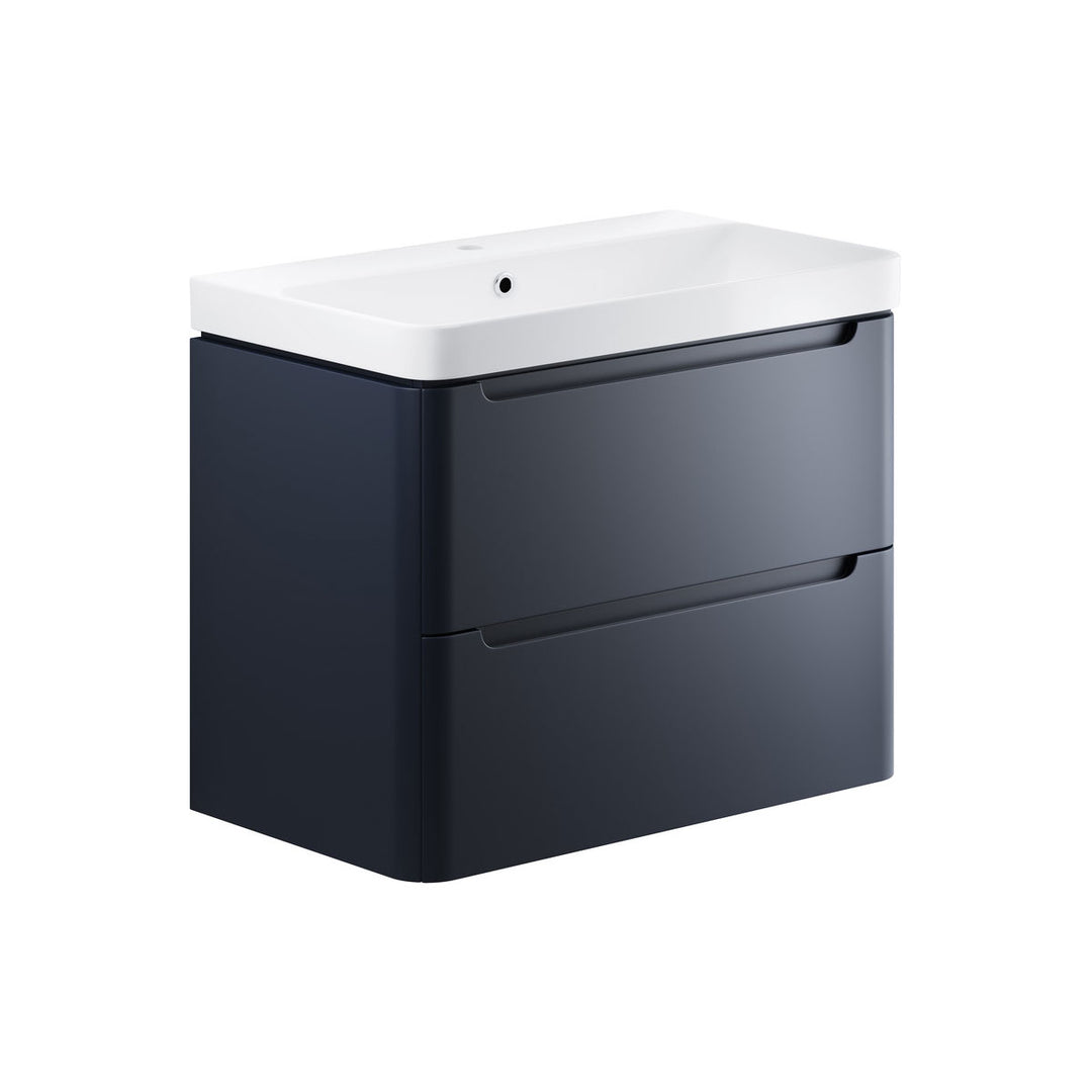 Freedom 805mm 2 Drawer Wall Hung Basin Unit - Matt Indigo