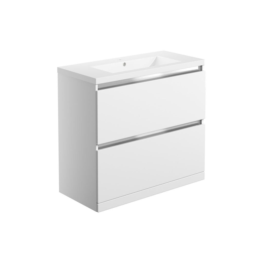Ashland 815mm 2 Drawer Floor Standing Basin Unit Inc. Basin - White Gloss