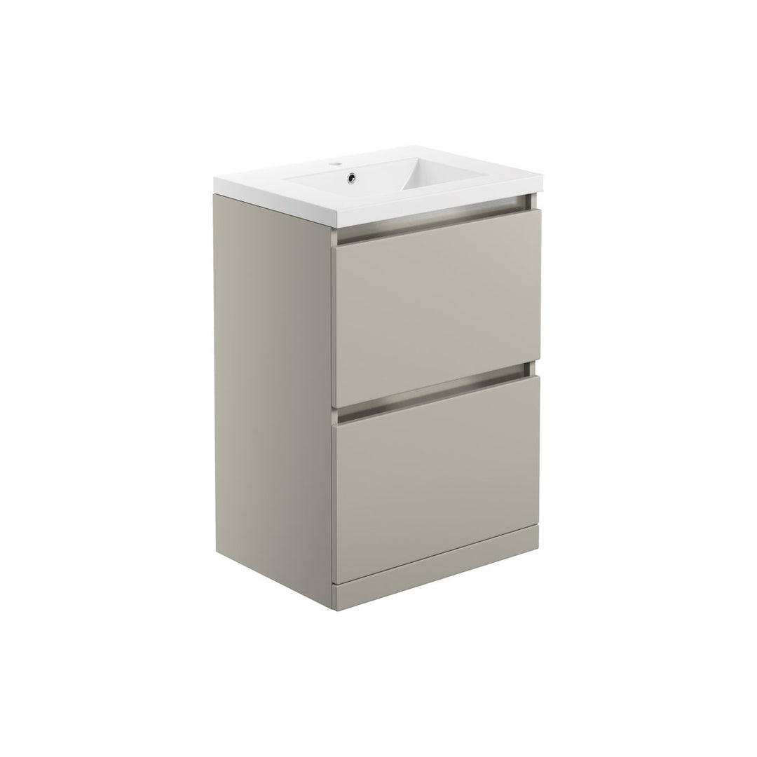 Ashland 615mm 2 Drawer Floor Standing Basin Unit Inc. Basin - Matt Latte