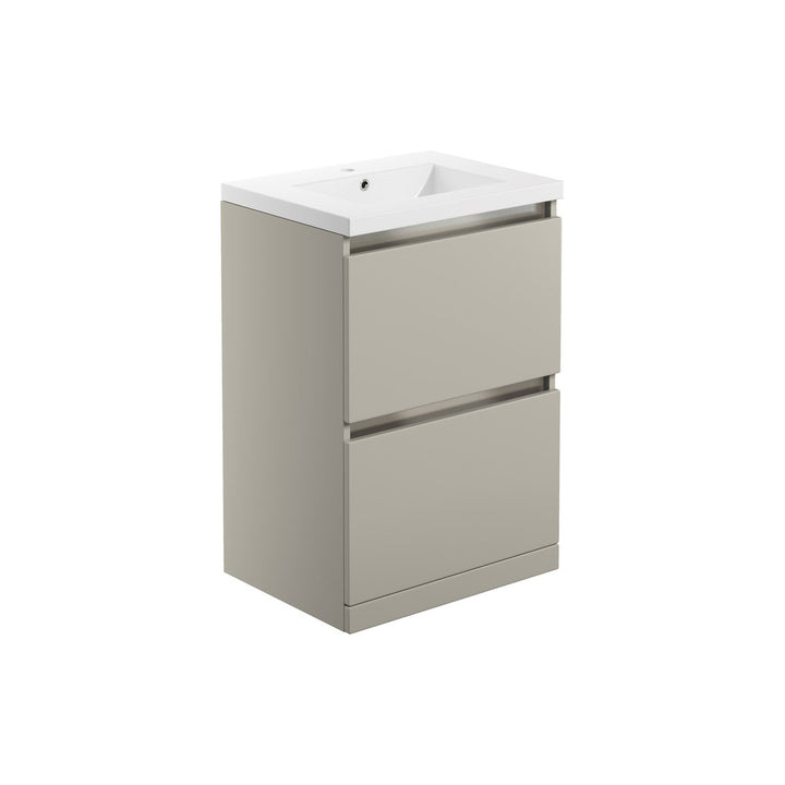 Ashland 615mm 2 Drawer Floor Standing Basin Unit Inc. Basin - Matt Latte