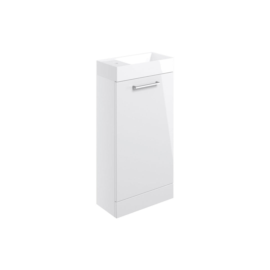 Turton 410mm Floor Standing 1 Door Basin Unit & 1TH Basin - White Gloss