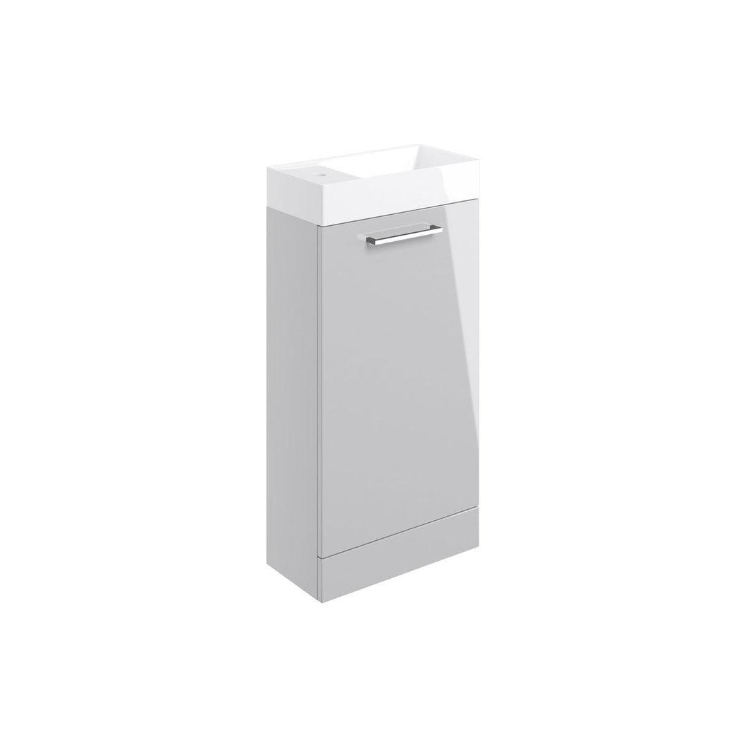 Turton 410mm Floor Standing 1 Door Basin Unit & 1TH Basin - Grey Gloss