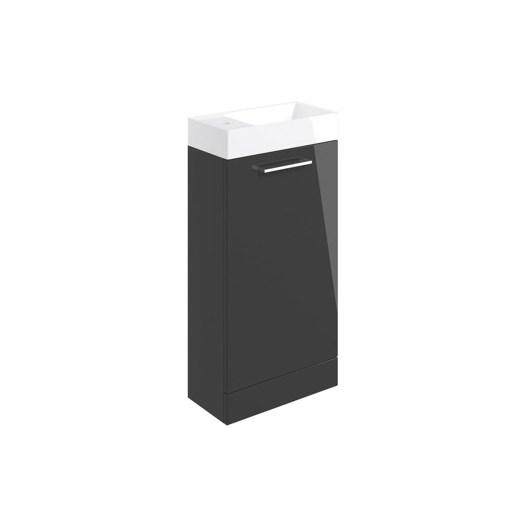 Turton 410mm Floor Standing 1 Door Basin Unit & 1TH Basin - Anthracite Gloss