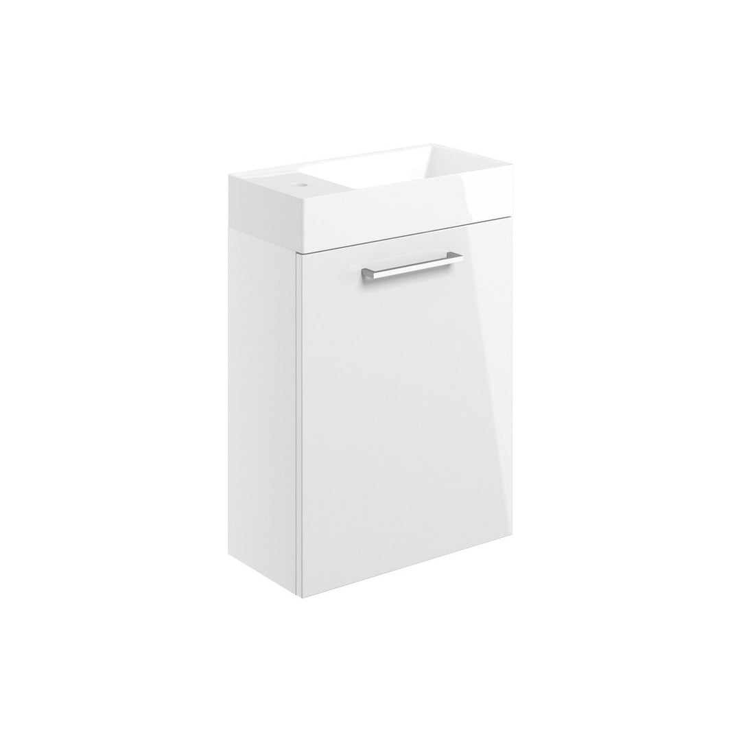 Turton 410mm Wall Hung 1 Door Basin Unit & 1TH Basin - White Gloss