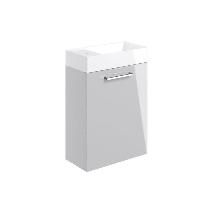 Turton 410mm Wall Hung 1 Door Basin Unit & 1TH Basin - Grey Gloss