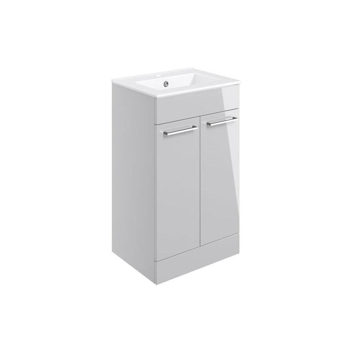 Turton 510mm Floor Standing 2 Door Basin Unit & 1TH Thin Edge Basin - Grey Gloss