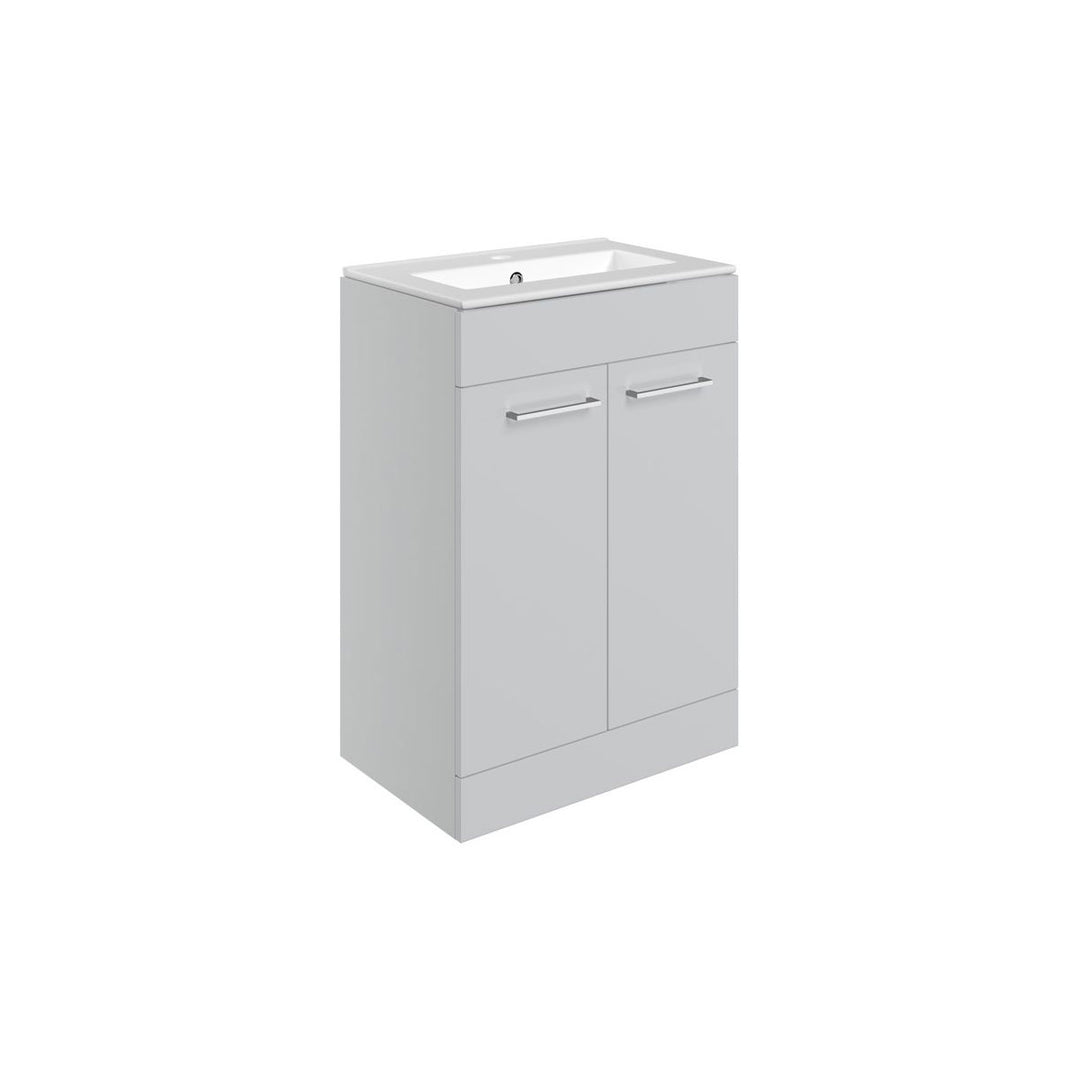 Turton 610mm Floor Standing 2 Door Basin Unit & 1TH Thin Edge Basin - Grey Gloss