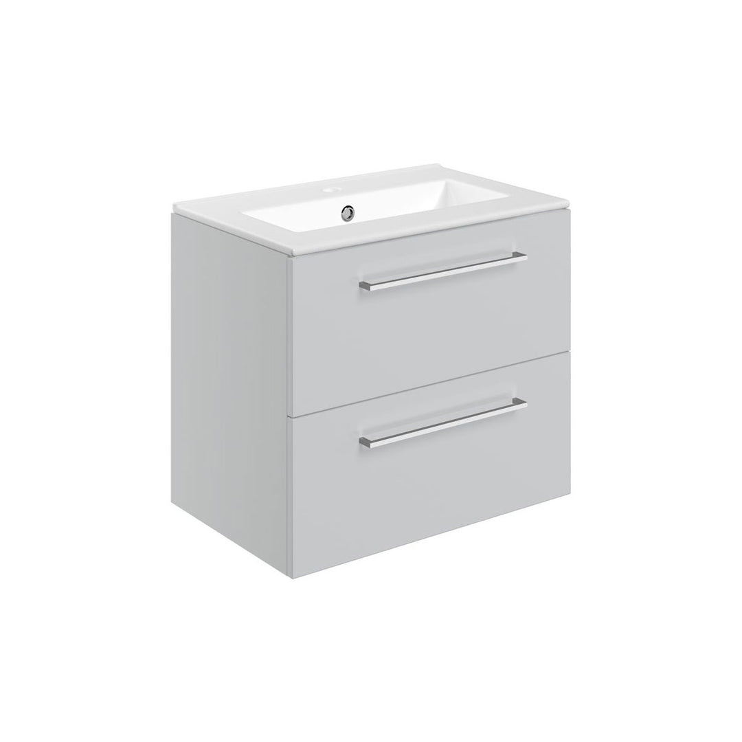 Turton 610mm Wall Hung 2 Drawer Basin Unit & 1TH Thin Edge Basin - Grey Gloss