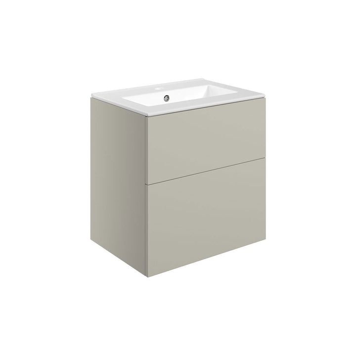 Hadleigh 610mm Wall Hung 2 Drawer Basin Unit & 1TH Basin - Matt Latte