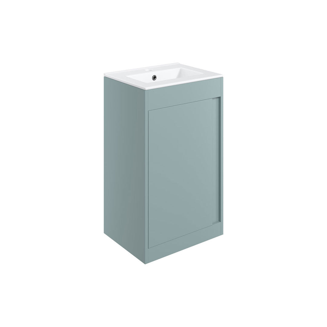 Block 510mm Floor Standing Unit Inc. Basin - Matt Sea Green