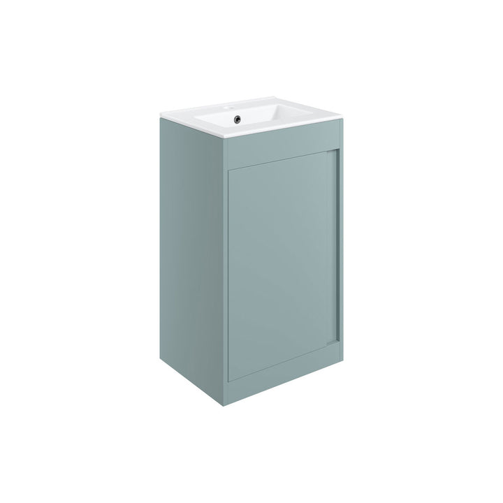 Block 510mm Floor Standing Unit Inc. Basin - Matt Sea Green