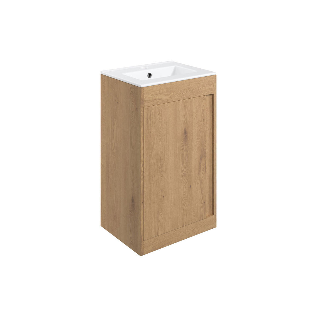 Block 510mm Floor Standing Unit Inc. Basin - Seville Oak