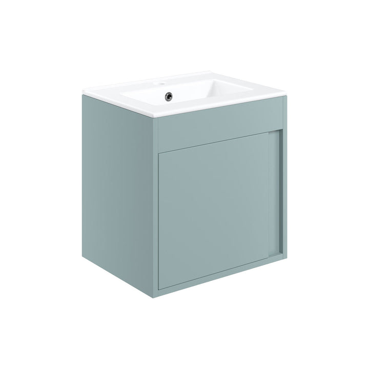 Block 510mm Wall Hung Unit Inc. Basin - Matt Sea Green