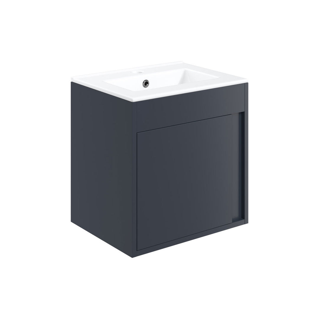Block 510mm Wall Hung Unit Inc. Basin - Matt Indigo Blue