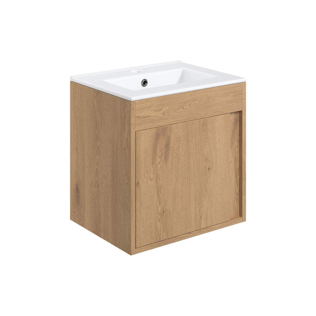 Block 510mm Wall Hung Unit Inc. Basin - Seville Oak