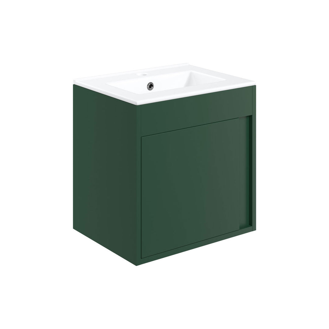 Block 510mm Wall Hung Unit Inc. Basin - Matt Conifer Green