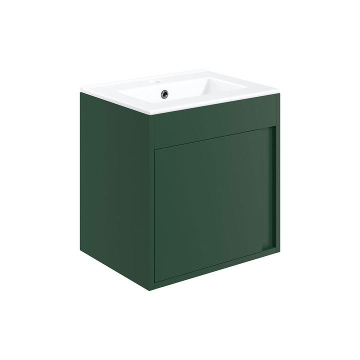 Block 510mm Wall Hung Unit Inc. Basin - Matt Conifer Green