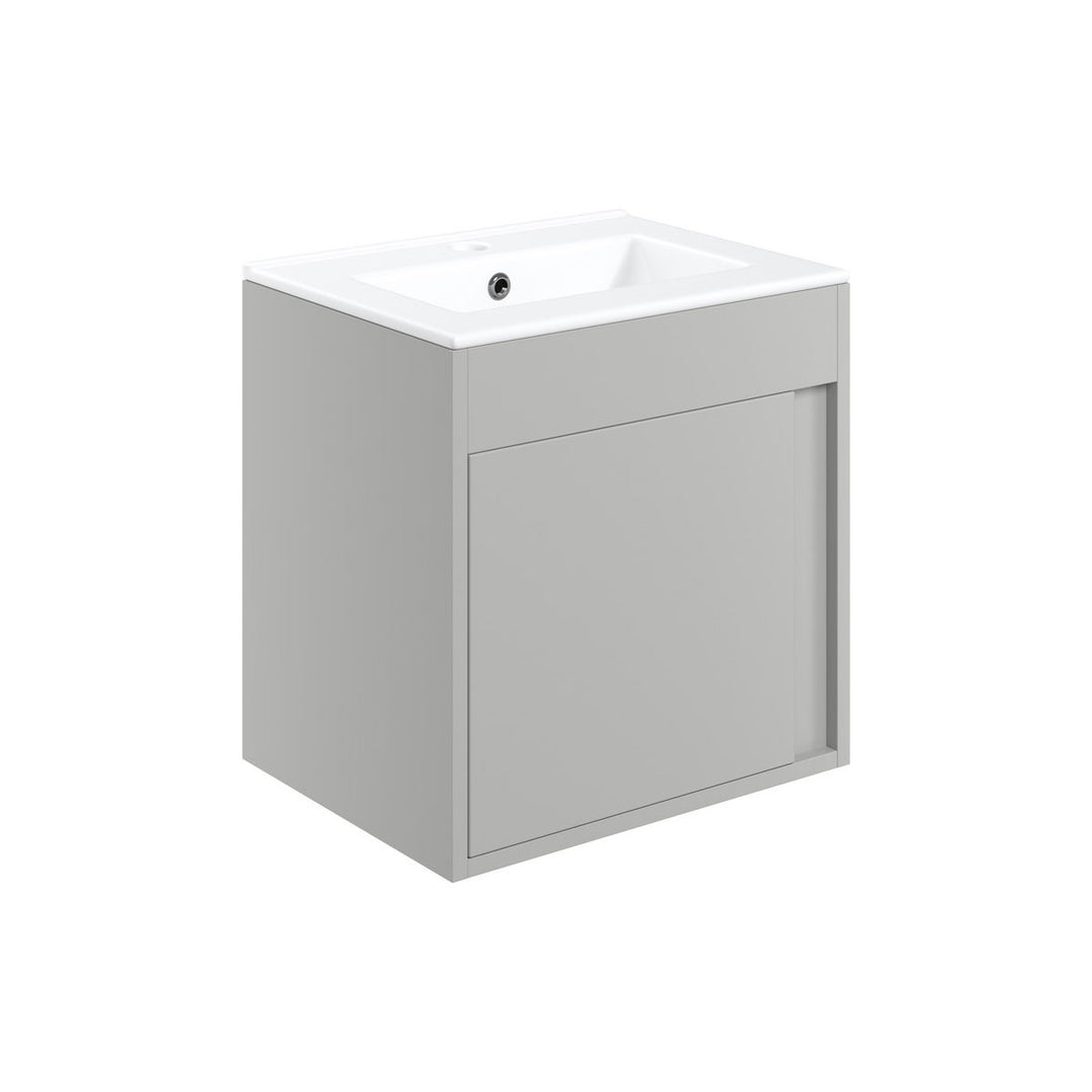 Block 510mm Wall Hung Unit Inc. Basin - Matt Light Grey