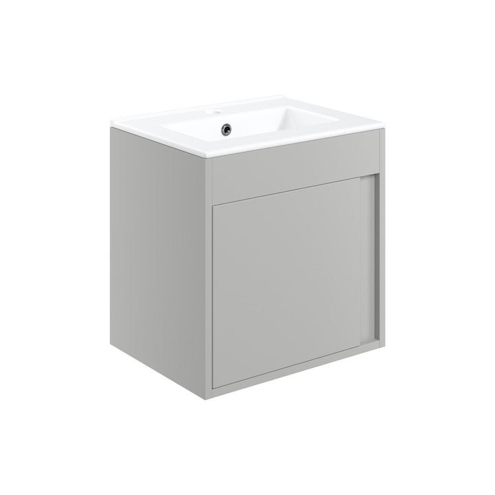 Block 510mm Wall Hung Unit Inc. Basin - Matt Light Grey