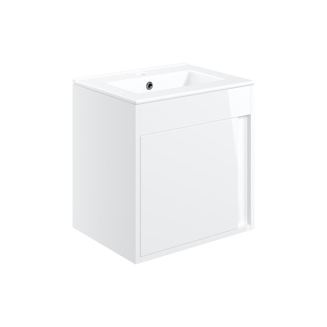 Block 510mm Wall Hung Unit Inc. Basin - White Gloss