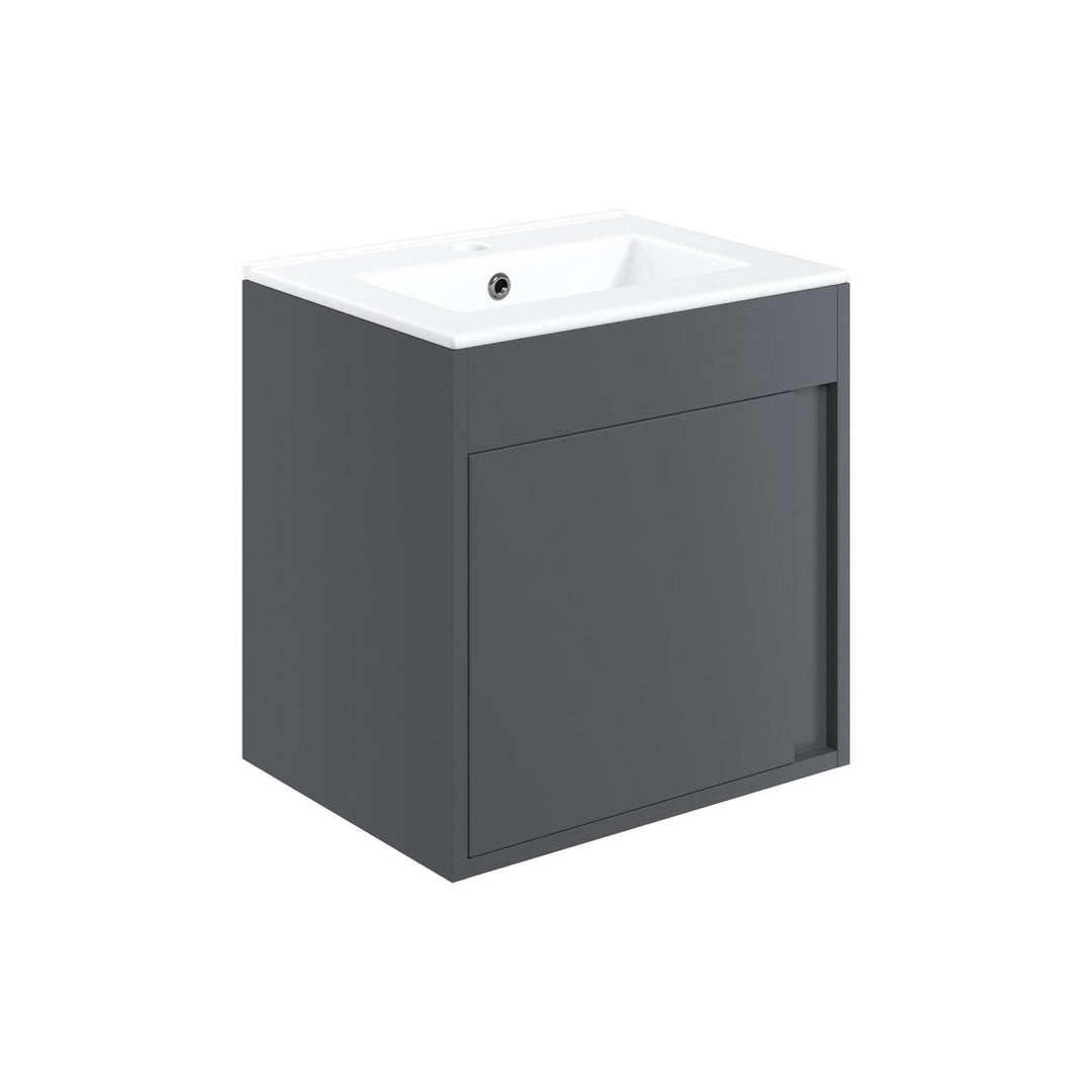 Block 510mm Wall Hung Unit Inc. Basin - Matt Graphite Grey