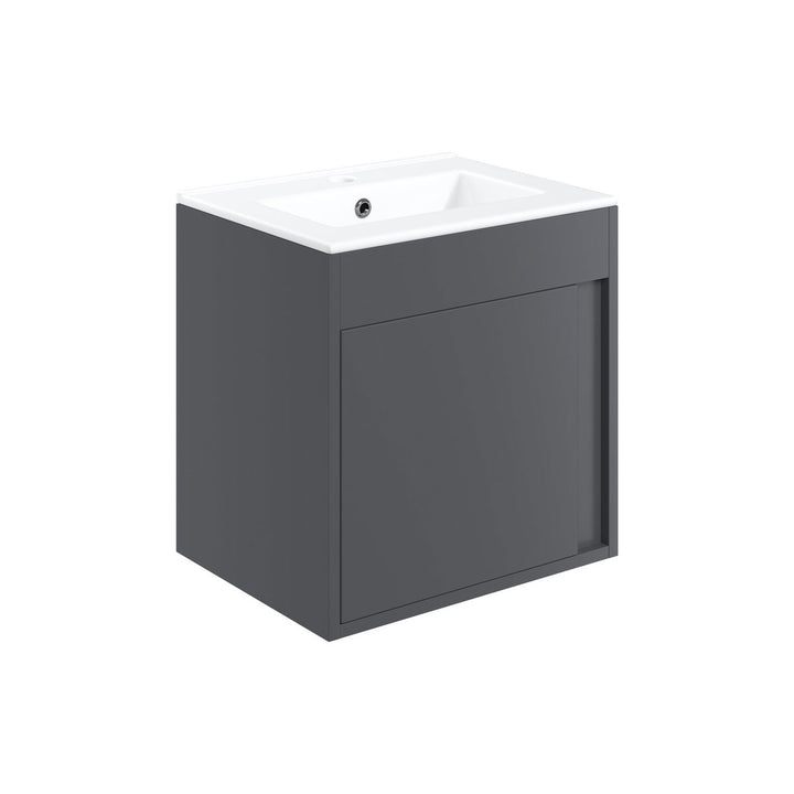 Block 510mm Wall Hung Unit Inc. Basin - Matt Graphite Grey