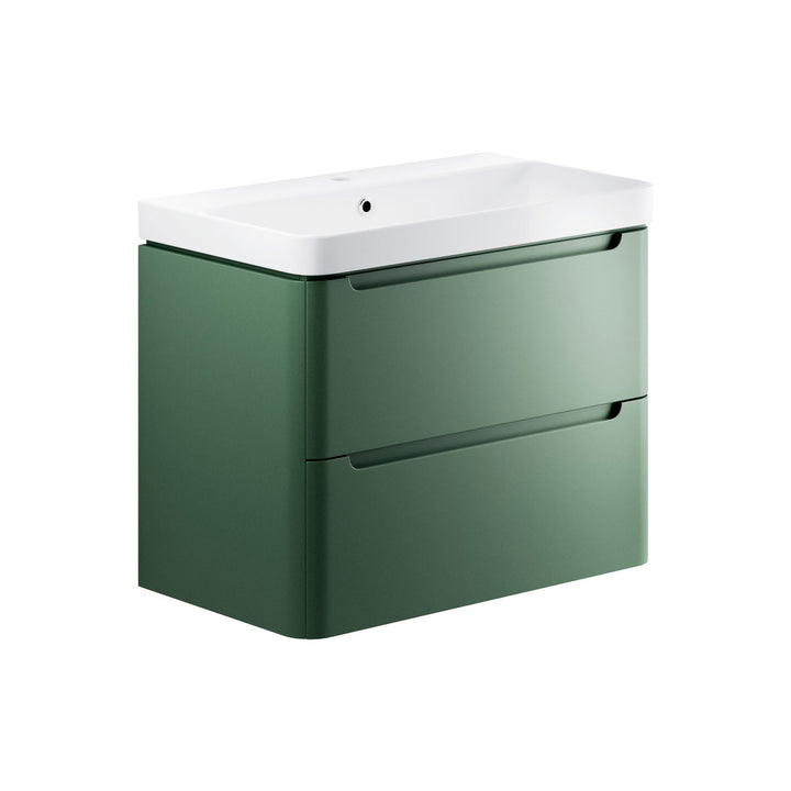 Freedom 805mm 2 Drawer Wall Hung Basin Unit - Matt Sage Green