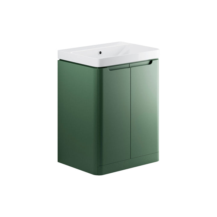Freedom 605mm 2 Door Floor Standing Basin Unit - Matt Sage Green