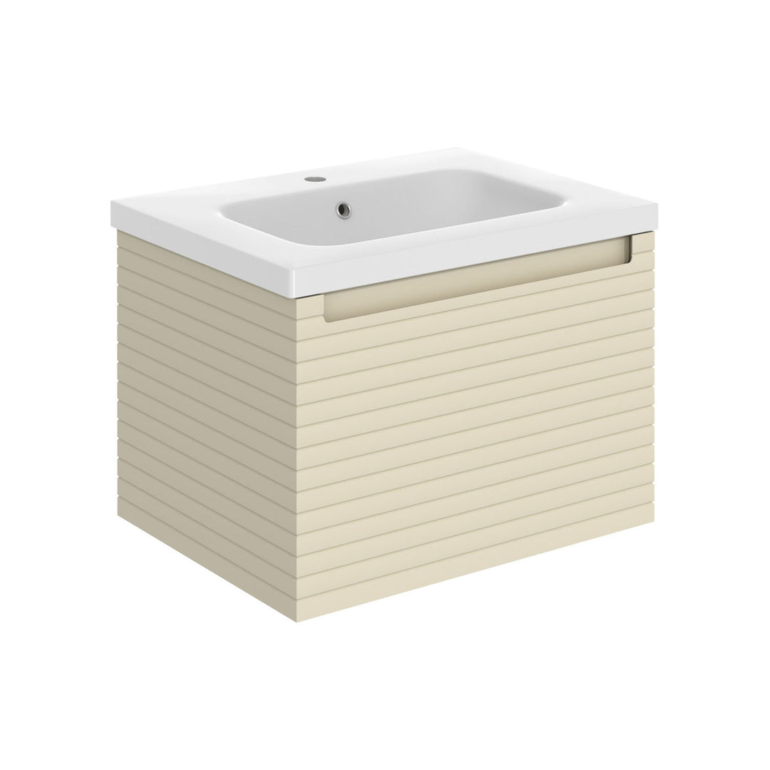 Springfield 615mm Wall Hung 1 Drawer Basin Unit & 1TH Basin - Matt Cotton