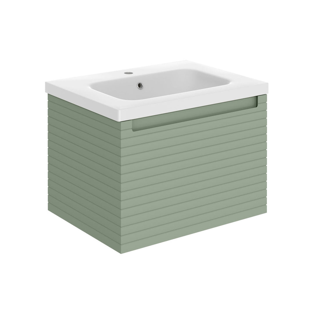 Springfield 615mm Wall Hung 1 Drawer Basin Unit & 1TH Basin - Matt Willow Green