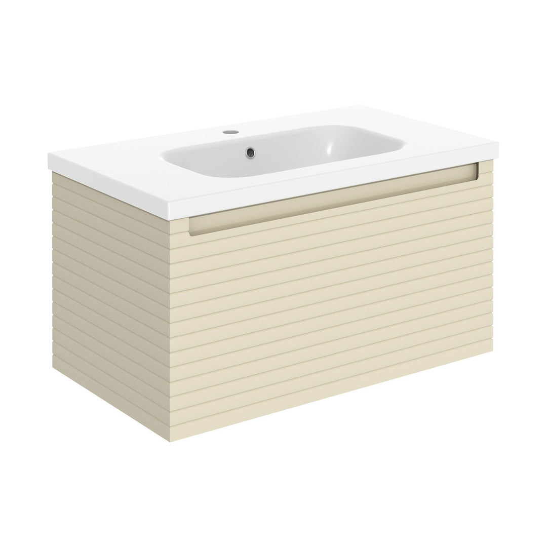Springfield 815mm Wall Hung 1 Drawer Basin Unit & Basin - Matt Cotton