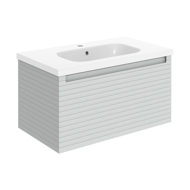 Springfield 815mm Wall Hung 1 Drawer Basin Unit & Basin - Matt Mineral Grey