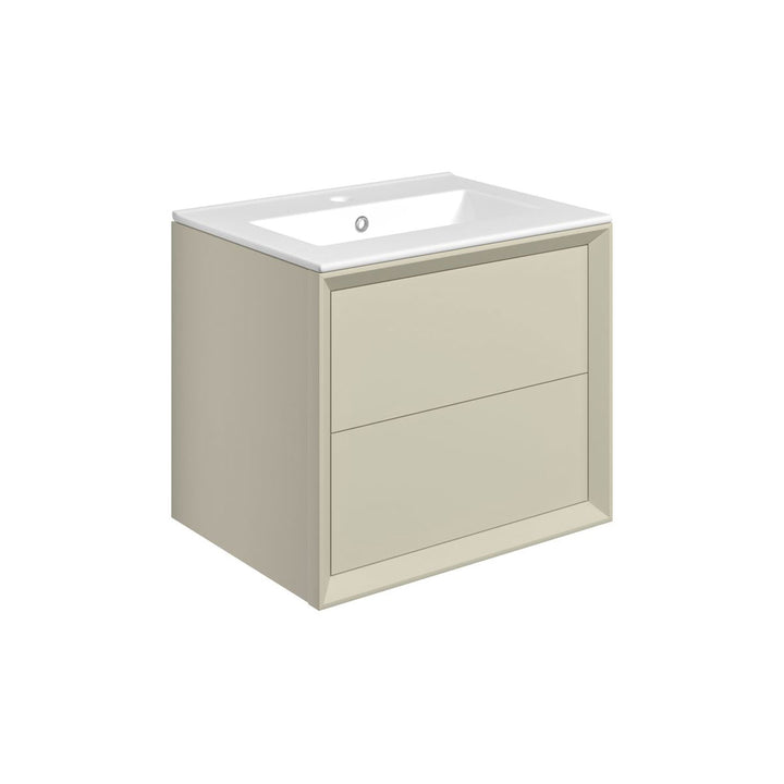 Ember 610mm Wall Hung 2 Drawer Basin Unit & 1TH Thin Edge Basin - Matt Cotton