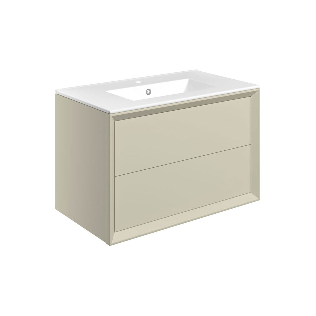 Ember 810mm Wall Hung 2 Drawer Basin Unit & 1TH Thin Edge Basin - Matt Cotton